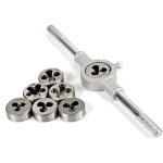 8 pi�ces fili�res m�triques en acier circulaire m�trique die cl� de filetage hexagonal m�trique outils ...