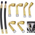 8 pi�ces rallonge extension valve pneu, extension valve pneu coud�es � 45� 90� 135� et 2 tubes caoutchouc ...