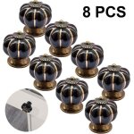 8 pi�ces rondes en c�ramique citrouille armoire et meubles boutons tire chrome fini base tiroir poign�es ...