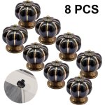 8 pi�ces rondes en c�ramique citrouille armoire et meubles boutons tire chrome fini base tiroir poign�es ...