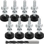 8 pi�ces vis de r�glage m8 x 50 mm pied reglable pour meuble avec �crous � enfoncer, �crous de blocage ...