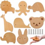 8 poign�es tiroir bois motifs animaux, d�coratifs avec vis, pour armoire, commode
