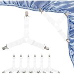 8 tendeurs drap - housse blancs r�glables avec pinces m�talliques, pour matelas, canap� et literie