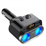 80w allume cigare usb adaptateur 2 prise, 3 ports avec qc3. 0 & pd 3. 0 12v / 24v dc multiprise chargeur ...