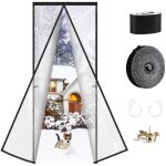 80x200cm rideau de porte isolant thermique magn�tique en mat�riau eva, imperm�able et coupe - vent, fermeture ...