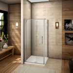 80x80x187cm porte pivotante porte de douche paroi de douche cabine de douche avec barre de fixation 140cm ...