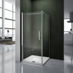 80x90x195cm porte pivotante porte de douche paroi de douche cabine de douche avec barre de fixation 140cm ...