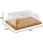 820 plateau en bois rectangulaire avec couvercle (24 x 18, 5 cm, hauteur : 8 cm) - cloche � fromage, ...