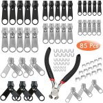 85 pcs remplacement zip curseur fermeture eclair, kit de r�paration de fermeture avec mini pinces, remplacemen ...