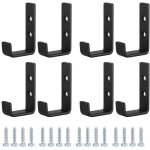 8pcs crochets muraux robustes, crochets en j pour garage, crochets universels noirs � visser, porte - ...