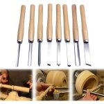 8pcs outils de tournage coffret, professionnelle jeu de ciseaux, jeu de burins de tour � bois antirouille ...
