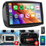 9  pour mercedes - benz smart forfour fortwo 453 (2014 - 2019) carplay gps rds wifi a 4 + 64g dab