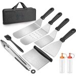 9 pcs ensemble d'ustensiles de barbecue acier inoxydable, ensemble d'accessoires pour plaque chauffante ...
