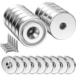 9 pi�ces aimant puissant neodyme 12 kg force 20 x 7 mm avec trou et capsule, surpuissant disqu aimant ...