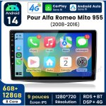 9 pouces carplay autoradio pour alfa mito 2008 - 2016 android 6 + 128gb junsun