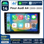 9 pouces carplay autoradio pour audi a4 2000 - 2009 android 6 + 128gb junsun