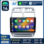 9 pouces carplay autoradio pour peugeot 307 2000 - 2013 android 6 + 128gb junsun