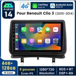 9 pouces carplay autoradio pour renault clio 3 2005 - 2014 android 6 + 128g junsun