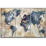 90x60 cm impression sur toile intissee carte du monde tableau 3parties tableaux decoration murale photo ...