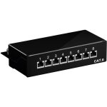 Cat 6 panneau de brassage mini / bureau, 8 ports (1 u), stp blind, noir. version couleur noir