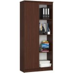 Akord - biblioth�que de bureau r80 weng� 80 cm 1 porte fa�ade weng� 8 �tag�res 80x35x180 cm