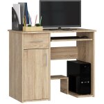 Abamihome - bureau d'ordinateur akord jay chne sonoma 90 cm 1 porte 1 tiroir faade chne sonoma 3 tagres ...