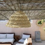 Abat jour pour lampe arrondie en fibre palmier 'doum' du maroc -