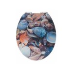 Wenko - abattant wc avec frein de chute, abattant wc original coquillage avec fixation inox, mdf, 38x44. ...