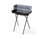 Abitare - barbecue au charbon 58x36x85 cm en acier peint noir et gris avec paravent - roseto Abitare - barbecue au charbon 58x36x85 cm en acier peint noir et gris avec paravent - roseto