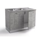 Abitare - base d'�vier de cuisine 120x60xh84 cm en bois gris avec deux portes - massa