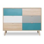 Abitare - de buffet 120x40 cm multicolore avec six tiroirs - fondi