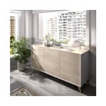 Abitare - buffet 155 cm blanc mat et ch�ne naturel avec trois portes - corato