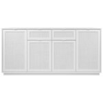 Buffet 180x40 cm blanc mat avec quatre portes et deux tiroirs en osier - sulmona