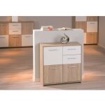 Abitare - buffet 77 cm chne clair et blanc laqu avec 3 portes et 2 tiroirs - alghero