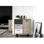 Abitare - buffet 80x35 cm chne clair et tiroirs tricolores - chioggia