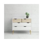 Abitare - commode blanc mat et chne avec 4 tiroirs de 82 cm de haut - gladiolo