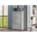Abitare - meuble à chaussures 112 cm double profondeur béton et leizu avec trois portes rabattables - ... Abitare - meuble à chaussures 112 cm double profondeur béton et leizu avec trois portes rabattables - ...