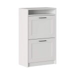 Abitare - meuble à chaussures blanc mat double profondeur avec 2 portes et compartiment - silvi Abitare - meuble à chaussures blanc mat double profondeur avec 2 portes et compartiment - silvi