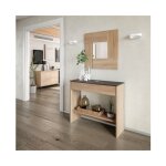 Abitare - meuble d'entre 92x33x79 cm effet oxyde et chne avec tiroir et miroir ? padova