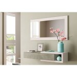 Abitare - meuble entre suspendu 95x26x19 cm avec tiroir et miroir, blanc mat chne ? keila