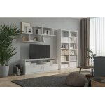 Abitare - meuble de salon tv 160 cm blanc mat avec deux tiroirs et deux compartiments - silvi