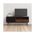 Abitare - meuble de salon tv noir mat et noyer 150 cm - longarone