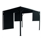 Abitare - pavillon pergola 4 x 3 m en m�tal peint en noir avec rideaux lat�raux noirs - tiglio