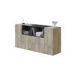 Buffet s�jour 150x41x76 cm avec 3 portes et 3 compartiments ch�ne et gris anthracite ? mineo