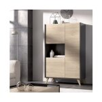 Abitare - sjour buffet 135 cm graphite et chne naturel avec 3 portes - corato