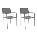 Abitare - set de deux chaises empilables 53x55x84 cm en acier inoxydable gris avec accoudoirs - marche ...