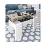 Abitare - table basse 100x50 cm blanc opaque et chêne avec plateau relevable - alpi Abitare - table basse 100x50 cm blanc opaque et chêne avec plateau relevable - alpi