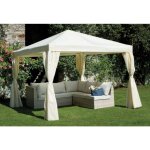 Abitare - tonnelle carrée 3x3 m avec structure en fer blanc et bâche écrue - mezzola Abitare - tonnelle carrée 3x3 m avec structure en fer blanc et bâche écrue - mezzola