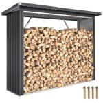 Abri � bois en acier galvanis� 213 x 66, 5 x 150 cm ? plancher sur�lev�, toit inclin�, gris fonc�