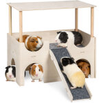 Abri pour cochons d'inde, grand ch�teau en bois pour cochons d'inde avec escalier, amovible parc, pour ...